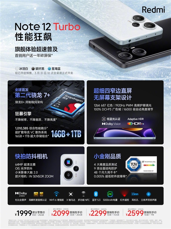 2399元！Redmi Note 12 Turbo哈利·波特版发布：该IP全球首款联名手机